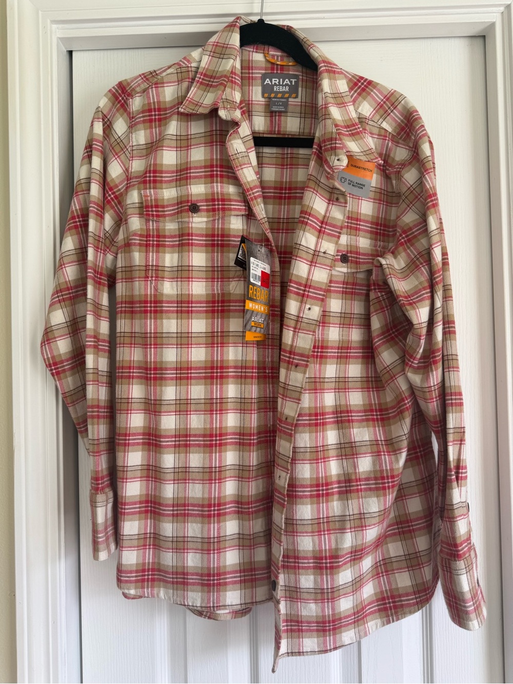 Ariat Women’s Red and Cream Plaid Button-Down Shirt